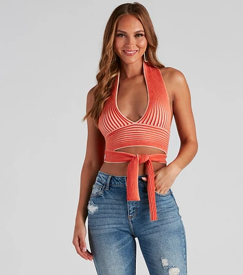 Main Squeeze Striped Halter Wrap Top