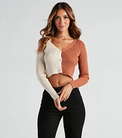 Better Two Tone Crop Cardigan