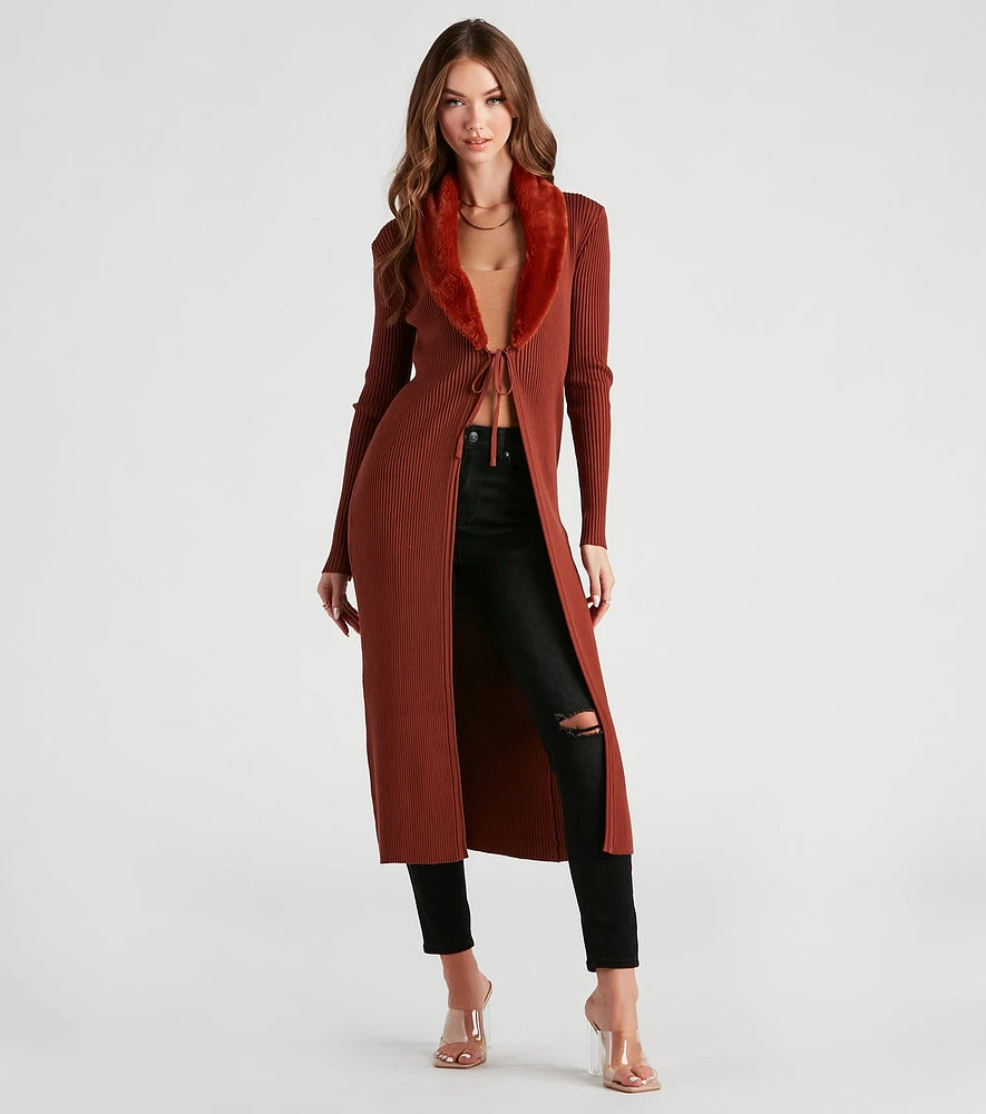 Forever Fabulous Faux Fur Knit Duster