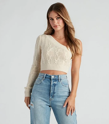 One Shoulder Bliss Crop Sweater