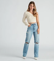 One Shoulder Bliss Crop Sweater