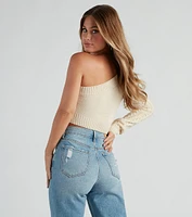 One Shoulder Bliss Crop Sweater