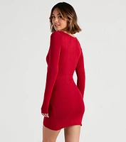 Fall For Surplice Sweater Dress