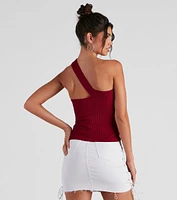 Sleek Basic One-Shoulder Crop Top