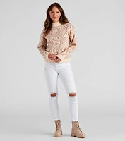 Let's Groove Swirl Mock Neck Sweater