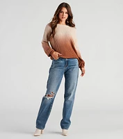 Pretty Ombre Rib Knit Sweater