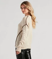 Cute Contrast Stitch Knit Sweater