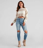 Fall Chill Striped Crop Sweater
