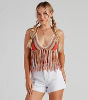 Festive Babe Crochet Fringe Top