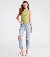 Summer Glow Asymmetric Halter Top