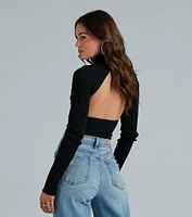 Take A Peak Mock Neck Cutout Sweater Bodysuit