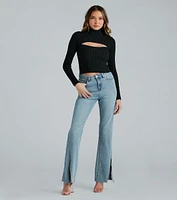 Cut Out The Drama Rib Knit Sweater Top