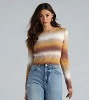 Sunset Ombre Stripe Tie Back Crop Sweater