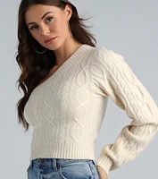 Better Half Cable Knit One Shoulder Sweater Top