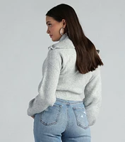 Give Me Cozy Half-Zip Fuzzy Knit Crop Sweater