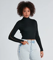 Chic Update Mock Neck Long Sleeve Crop Top