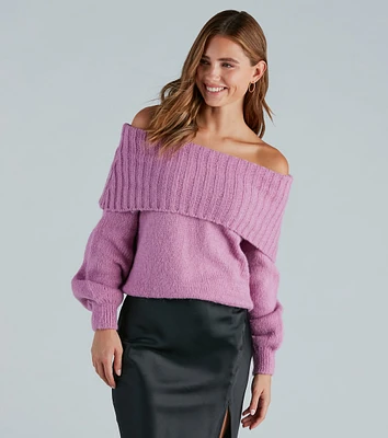 Flirty And Cool Off-The-Shoulder Sweater Top
