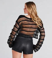 Sheer Flirt Long Sleeve Crop Sweater