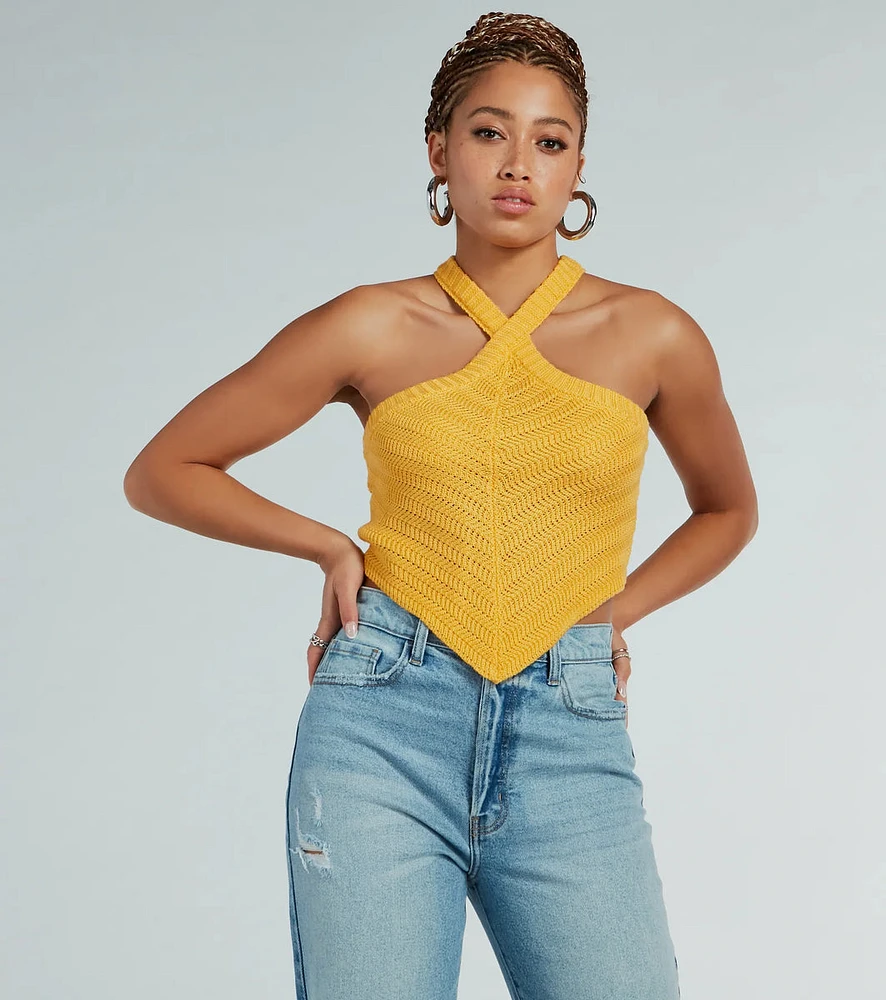 Cutest Style Halter Knit Crop Top