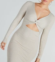 Twist Perfection Cutout Sweater Midi Dress