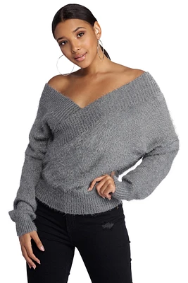 Unnecessary Ties Faux Wrap Sweater