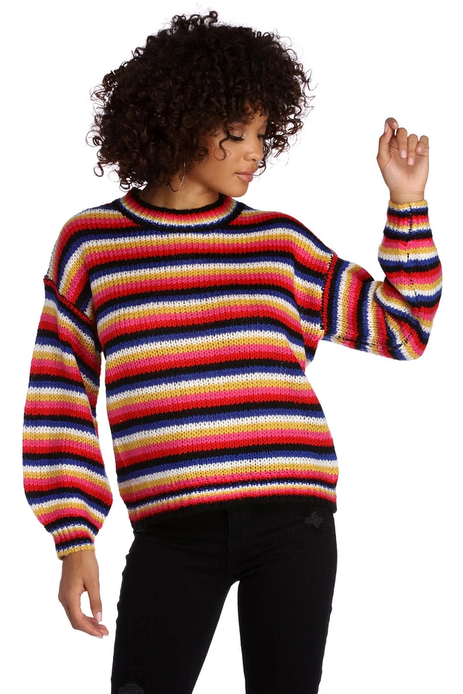 Color Blast Striped Pullover Sweater