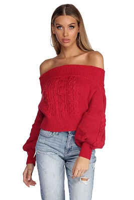 Cutie Cable Knit Cropped Sweater