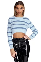 Stripe Away Cropped Pullover Sweater