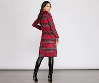 Royal Plaid Long Trench Coat