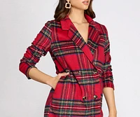 Royal Plaid Long Trench Coat