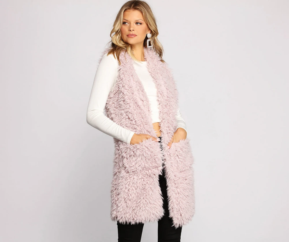 Major Fashionista Long-Line Faux Fur Vest