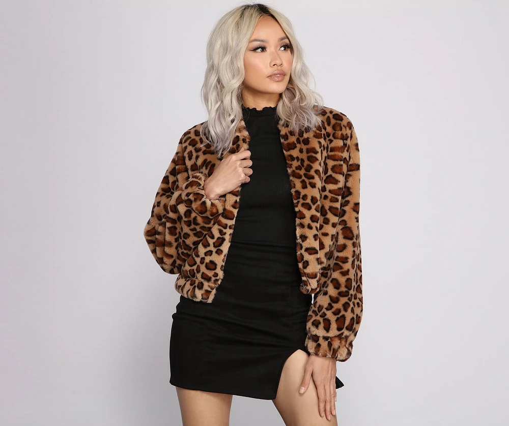 Sassy And Stylish Faux Fur Bomber Jacket