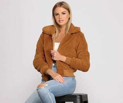 Bundle Up Zip Front Teddy Jacket