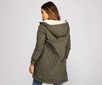 Bundle Up Reversible Long Line Puffer Jacket