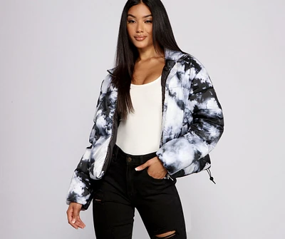 Totally Chill Tie Dye Puffer Jacket