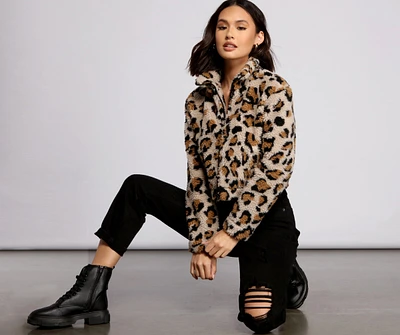 Trendy Girl Leopard Print Bomber Jacket