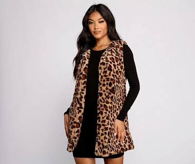 So Sassy Faux Fur Leopard Print Vest