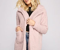 Fuzzy Fleece Long Teddy Coat