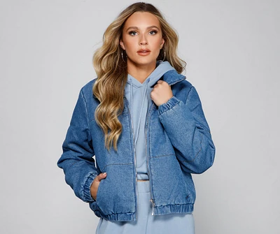 Stylish Layers Denim Puffer Jacket