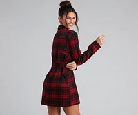 Timeless Chic Plaid Belted Faux Wool Jacket