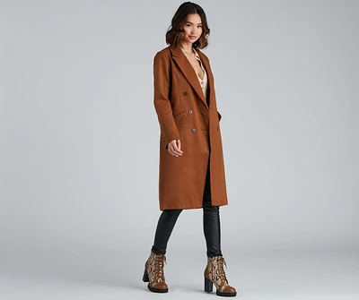 Timelessly Classic Faux Wool Trench Coat