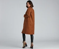 Timelessly Classic Faux Wool Trench Coat