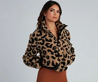 Spotted Cheetah Print Faux Fur Jacket