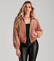 Cuddle Up Faux Fur Bomber Jacket