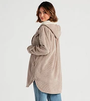 Chill Tale Corduroy Faux Sherpa Shacket