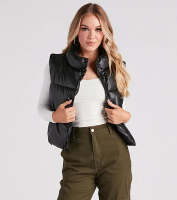 Style So Sleek Faux Leather Puffer Vest