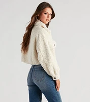 Teddy Bear Faux Sherpa Crop Jacket