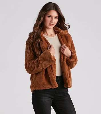 Cozy Diva Faux Fur Collar Jacket