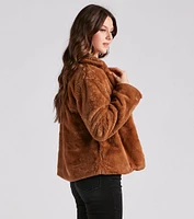 Cozy Diva Faux Fur Collar Jacket