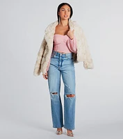 Top Trendsetter Textured Faux Fur Coat